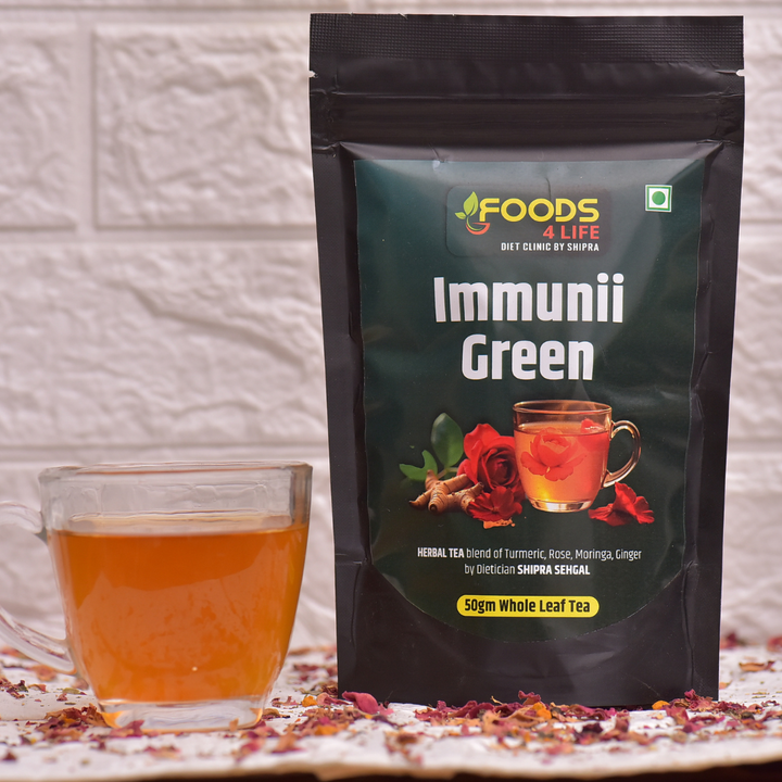 Immunii  Green Herbal Tea – Whole Leaf & Tea Bags by Foods 4 Life